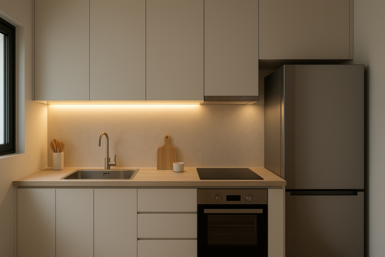 Lắp đèn led tủ bếp tủ rượu