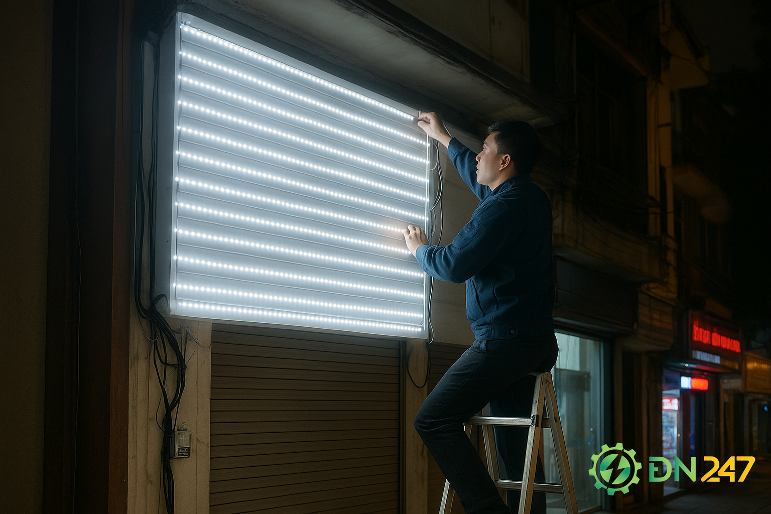 lắp đèn led biển quảng cáo