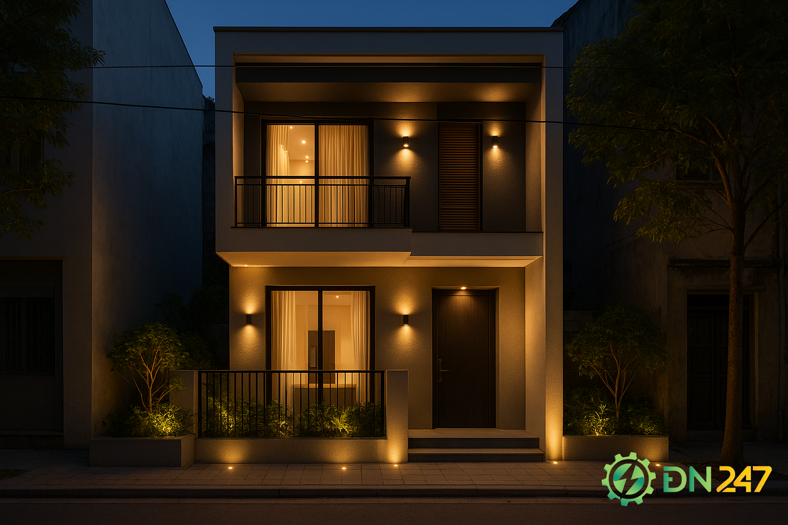 lắp đèn led ngoài trời